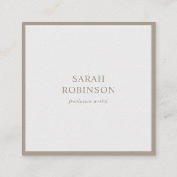 classic soft gray elegant minimalist writer plain square business card