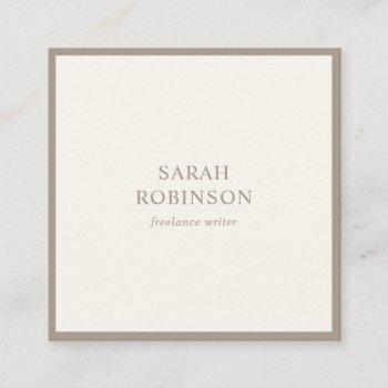 classic soft ivory elegant minimalist writer plain square business card
