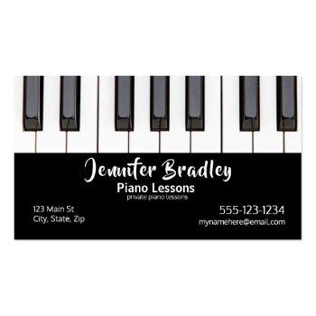 Small Classical Piano Teacher Business Cards Front View