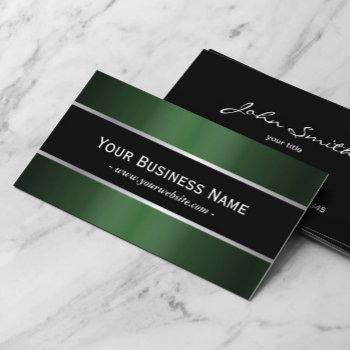 classy black belt green metallic business card