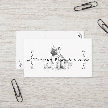 classy boutique style pet salon french bulldog business card