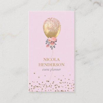 classy chic gold & pink glitter event planner business card