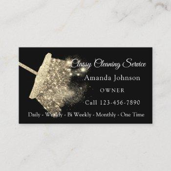 classy cleaning service elegant sparkly gold business card