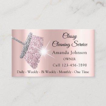 classy cleaning service maid gold silver rose business card