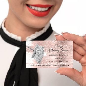 classy cleaning service maid house silver rose business card