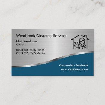 classy cleaning service modern business cards