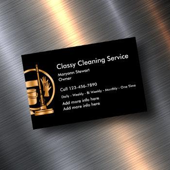 classy cleaning services design magnetic business card