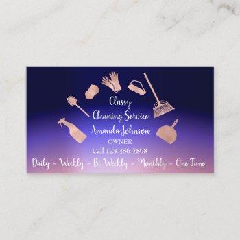 classy cleaning services  logo maid rose navy business card