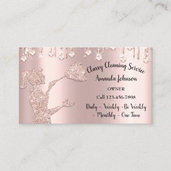 classy cleaning services rose logo maid diamond business card