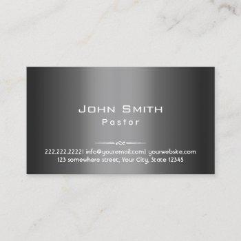 classy dark grey metal pastor business card