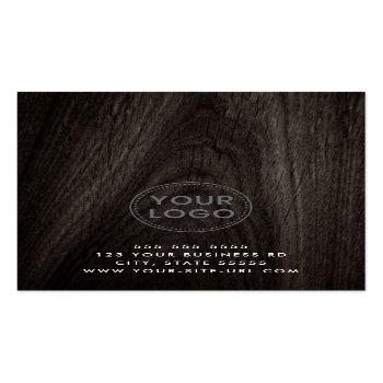 Small Classy Dark Wood Grain Add Logo Business Info Appointment Card Back View