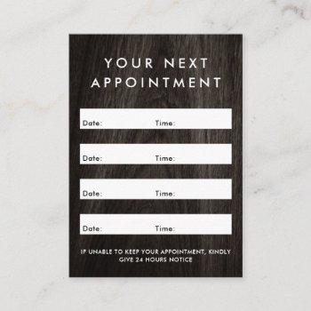 classy dark wood grain add logo business info appointment card
