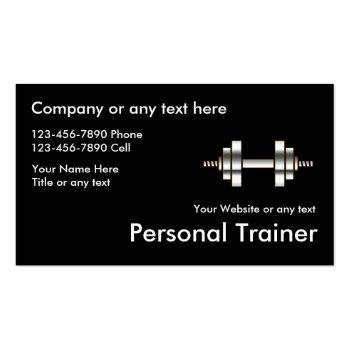 Small Classy Fitness Personal Trainer Business Cards Front View
