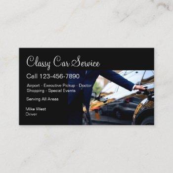 classy glossy car service uber driver business card