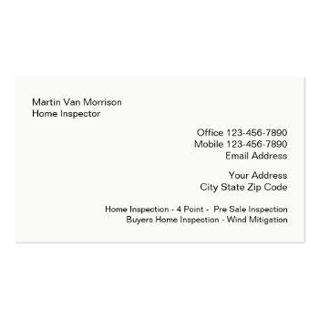Small Classy Home Inspection Design Business Card Back View