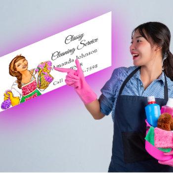 classy house cleaning service maid glitter girl business card