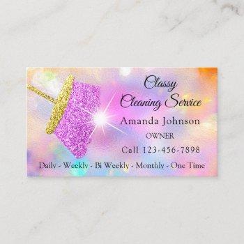 classy house cleaning service maid holograph business card