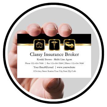 classy insurance broker business cards