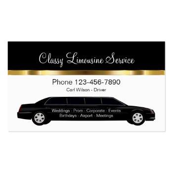 Small Classy Limousine Chauffeur  Service Business Card Front View