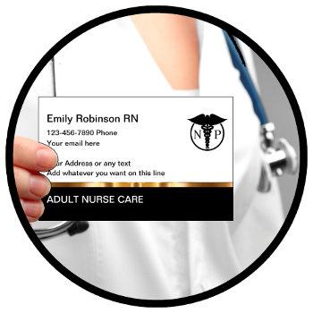 classy medical nurse practitioner business card