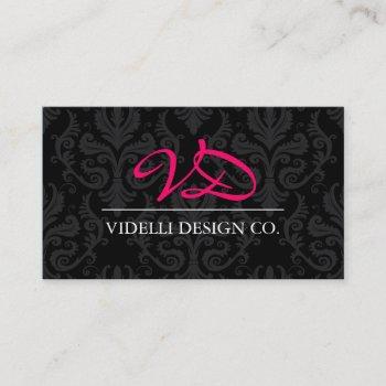 classy monogram damask business card