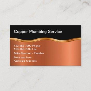 classy  plumbing service copper style  business card