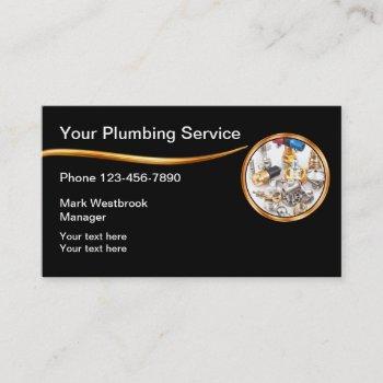 classy plumbing service modern business cards