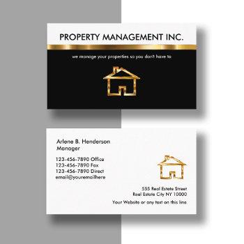 Small Classy Property Management Business Cards Front View