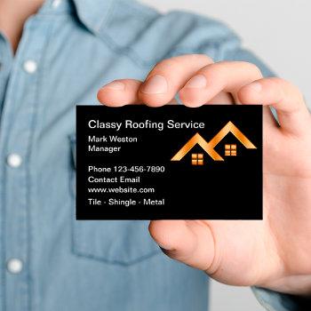 classy roofing construction business cards