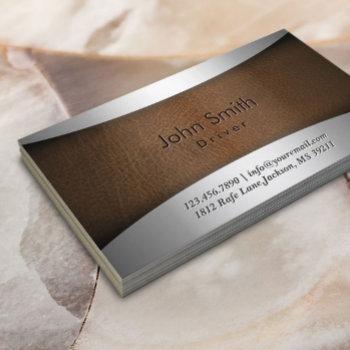 classy steel & leather driver business card