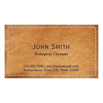 Small Classy Stitched Leather Biological Chemist Business Card Front View