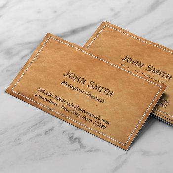 classy stitched leather biological chemist business card