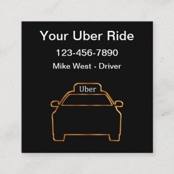 classy unique uber driver ride hailing square business card