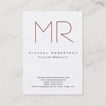 clean chic monogram large professional business card