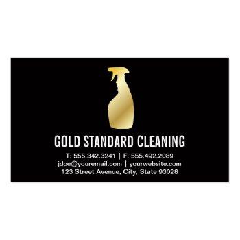 Small Cleaning Service (gold) Business Card Front View