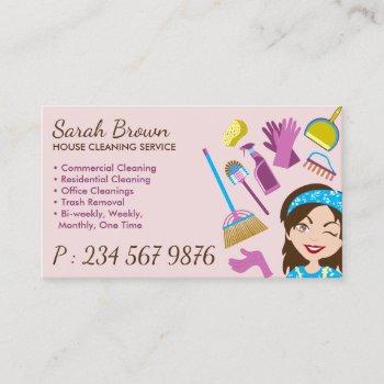 cleaning service janitorial lady maid tile wash business card