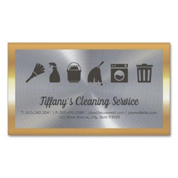 cleaning service | maid supplies | gold border business card magnet