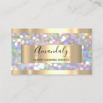 cleaning services maid house keeping gold glitter business card