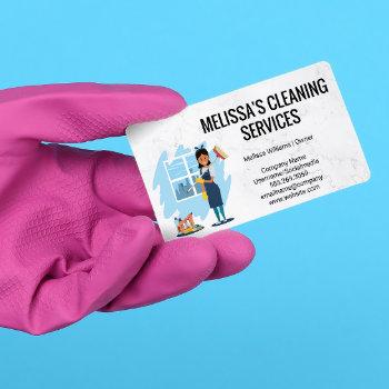 cleaning supplies and tools | worker cleaning business card
