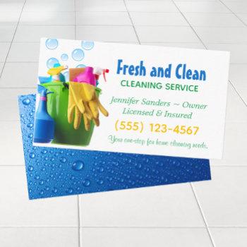  cleaning supplies bucket housekeeping service business card