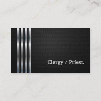 clergy / priest professional black silver business card