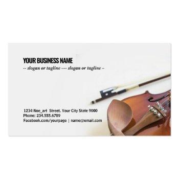 Small Close-up Of Violin String With Bow On White Business Card Back View