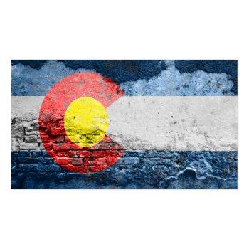 Small Colorado Flag Brick Wall Business Card Front View