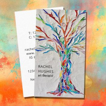 colored tree art therapist business card