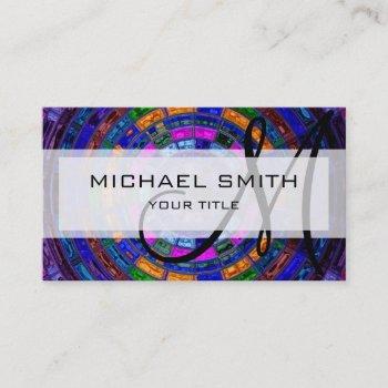 colorful abstract mosaic custom monogram business card
