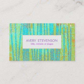 colorful artistic turquoise blue bamboo nature business card