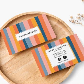 colorful candy stripes minimalist cool chic unique business card