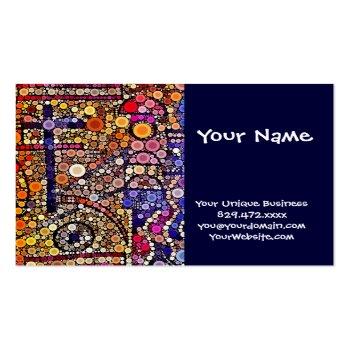 Small Colorful Circles Mosaic Southwestern Cross Design Business Card Front View