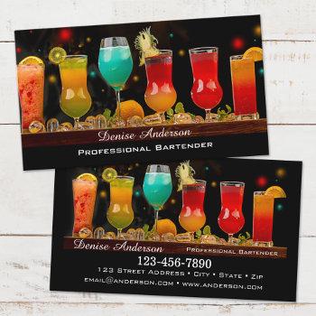 colorful cocktails professional bartender business card