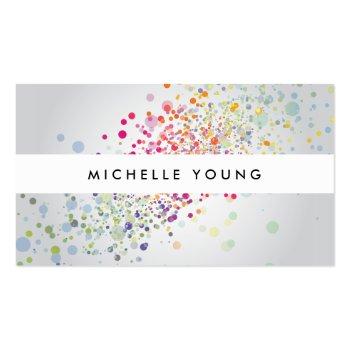 Small Colorful Confetti Bokeh On Gray Modern Ii Business Card Front View